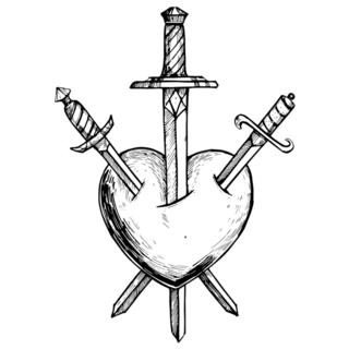 Three Swords Stuck In The Heart Tarot Sticker
