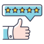 Thumbs Up Five Star Review Icon Sticker