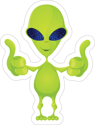 Thumbs Up Green Alien Sticker