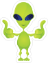 Thumbs Up Green Alien Sticker