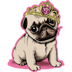 Tiara Pug Sticker 