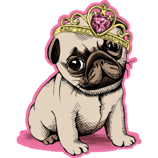 Tiara Pug Sticker 