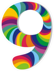 Tie Dye Number 9 Sticker