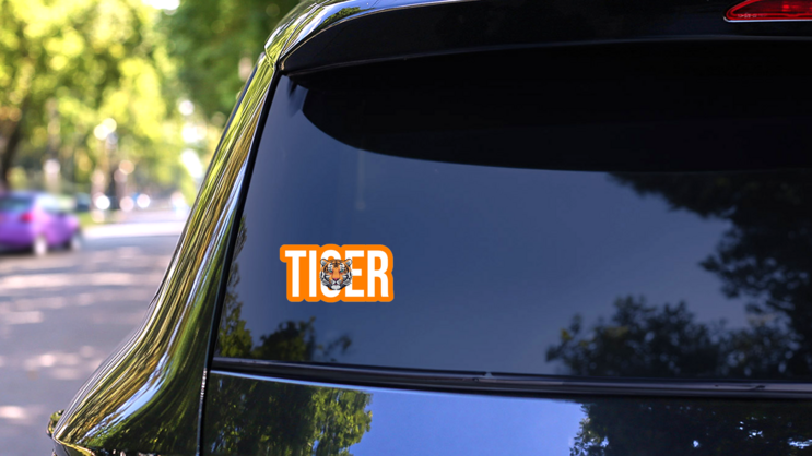 Tiger Face Letters Sticker on a Rear Car Window (New) example