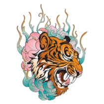 Tiger Head Lotus Sticker