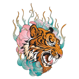 Tiger Head Lotus Sticker