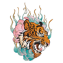 Tiger Head Lotus Sticker