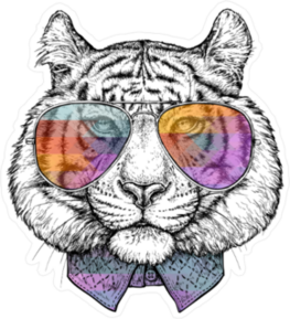Tiger in Sunglasses and Collared Shirt Sticker