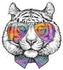 Tiger in Sunglasses and Collared Shirt Sticker