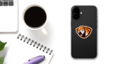 Tiger Mascot Shield Sticker on a Phone (New) example