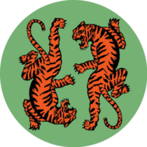 Tiger Tattoo On Green Sticker
