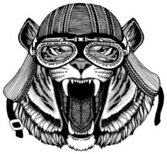 Tiger Wild Biker Animal Wearing Motorcycle Helmet Sticker