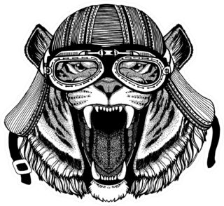 Tiger Wild Biker Animal Wearing Motorcycle Helmet Sticker