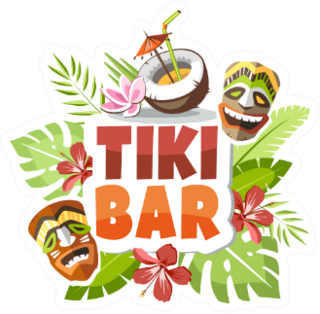 Tiki Bar Hawaii Party Time Illustration Sticker