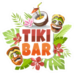 Tiki Bar Hawaii Party Time Illustration Sticker