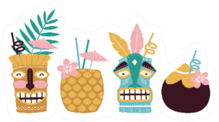 Tiki Cocktails Illustration Set Sticker