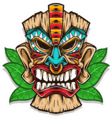 Tiki Mask With Big Ears Illustration Sticker