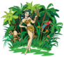 Tiki Pinup Goddess Holding A Cocktail Standing In The Jungle Sticker