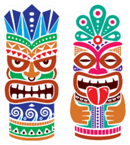 Tiki Pole Totem Set Sticker