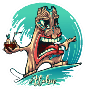 Tiki Surfer On Wave Sticker