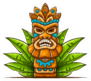Tiki Traditional Hawaiian Tribal Mask With Leaves Sticker