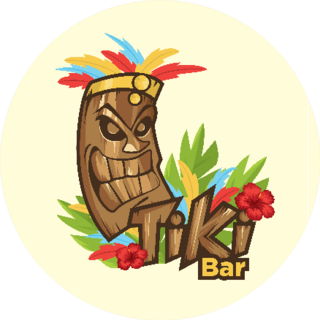 Tiki Tribal Mask Tiki Bar Yellow Sticker