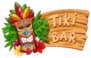 Tiki Tribal Wooden Mask And Tiki Bar Sign Sticker