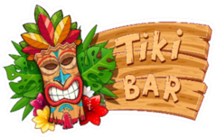 Tiki Tribal Wooden Mask And Tiki Bar Sign Sticker