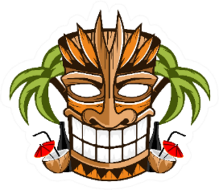 Tiki Tribal Wooden Mask Beach Bamboo Sticker