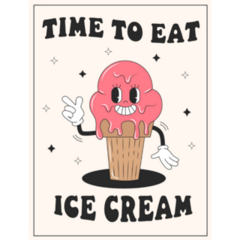 Time To Eat Ice Cream Sign Sticker