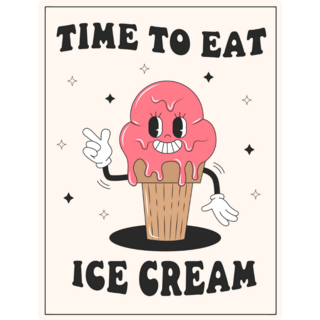 Time To Eat Ice Cream Sign Sticker