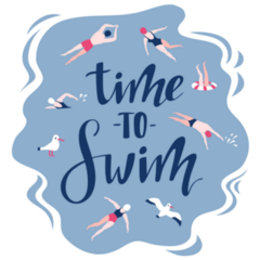 Time To Swim Seagull Sticker