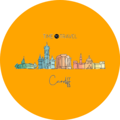 Time To Travel Cardiff City Skyline, Wales UK Sticker