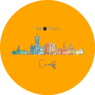 Time To Travel Cardiff City Skyline, Wales UK Sticker