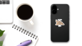 Time To Travel Jordan Illustration Sticker on a Phone (New) example