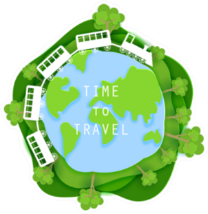 Time To Travel Train Earth Concept Sticker