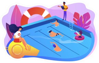 Tiny Adult People Swimming In The Pool Sticker