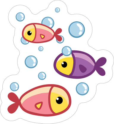 Tiny Fish and Bubbles Sticker