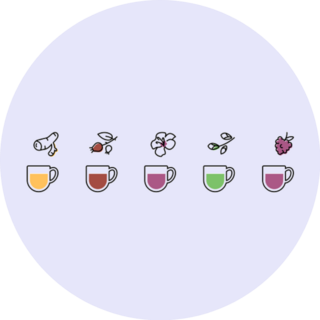 Tiny Tea Flavor Cup Icon Set Sticker