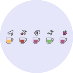 Tiny Tea Flavor Cup Icon Set Sticker