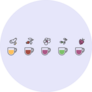 Tiny Tea Flavor Cup Icon Set Sticker