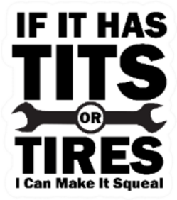 Tits Or Tires I Can Make It Squeal Mechanic Saying Sticker