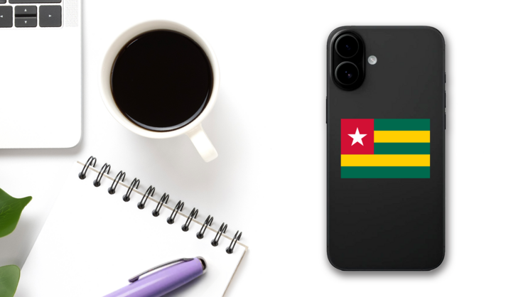Togo Flag Sticker on a Phone (New) example