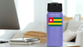 Togo Flag Sticker on a Water Bottle (New) example