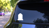 Tombstone Sticker on a Rear Car Window (New) example