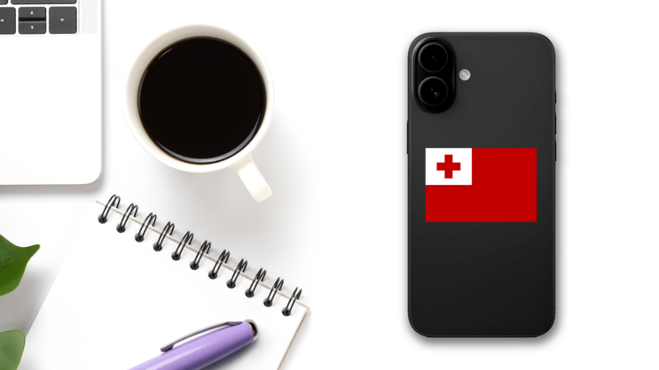 Tonga Country Flag Sticker on a Phone (New) example