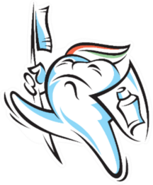 Tooth Illustration With Paste And Brush Sticker