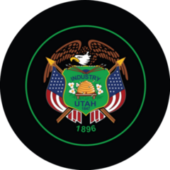 Top View Of Flag Utah State On Black Sticker