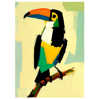 Toucan Exotic Bird Oil Painting Yellow Sticker