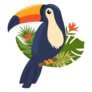 Toucan, Exotic Birds, Tropical Flowers Sticker